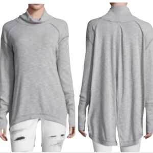 We The Free Tara Slub Knit Gray Fly Away Back Turtleneck Thermal Size Small